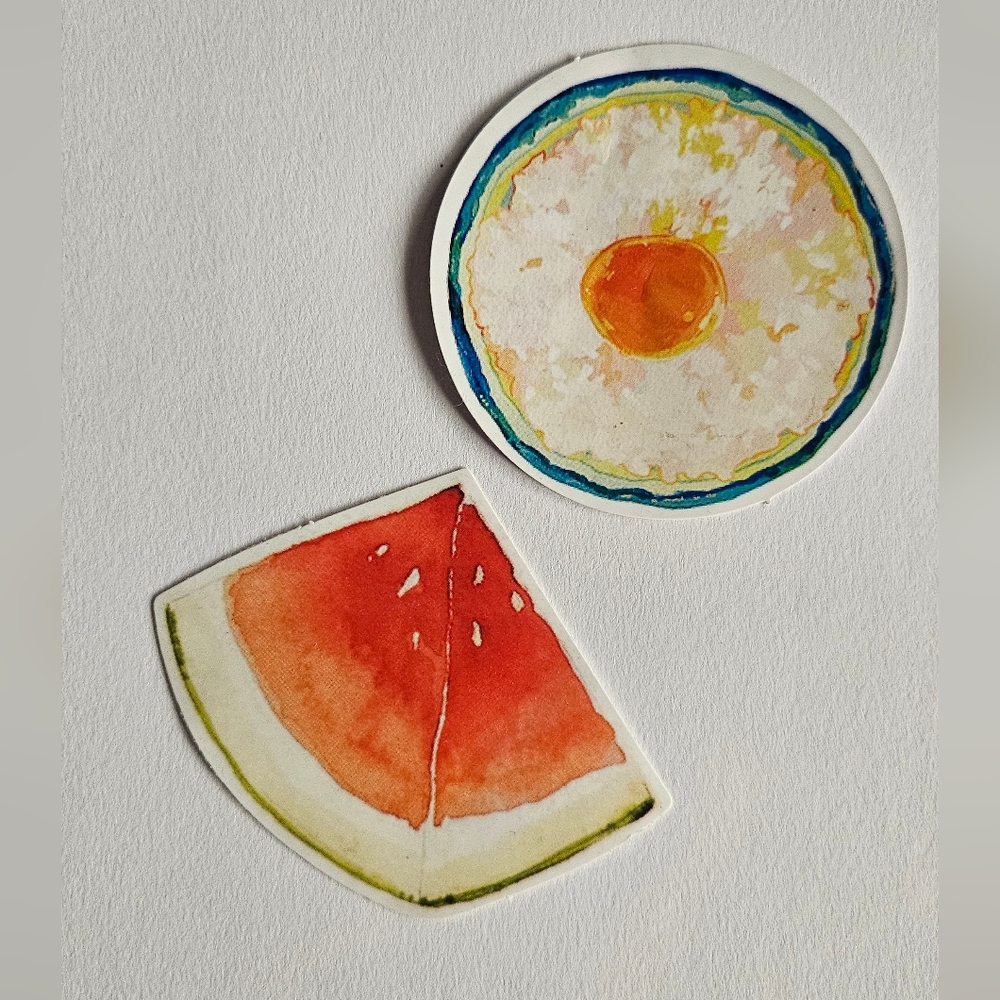 Watermelon and egg sticker, skateboard sticker,  laptop sticker
